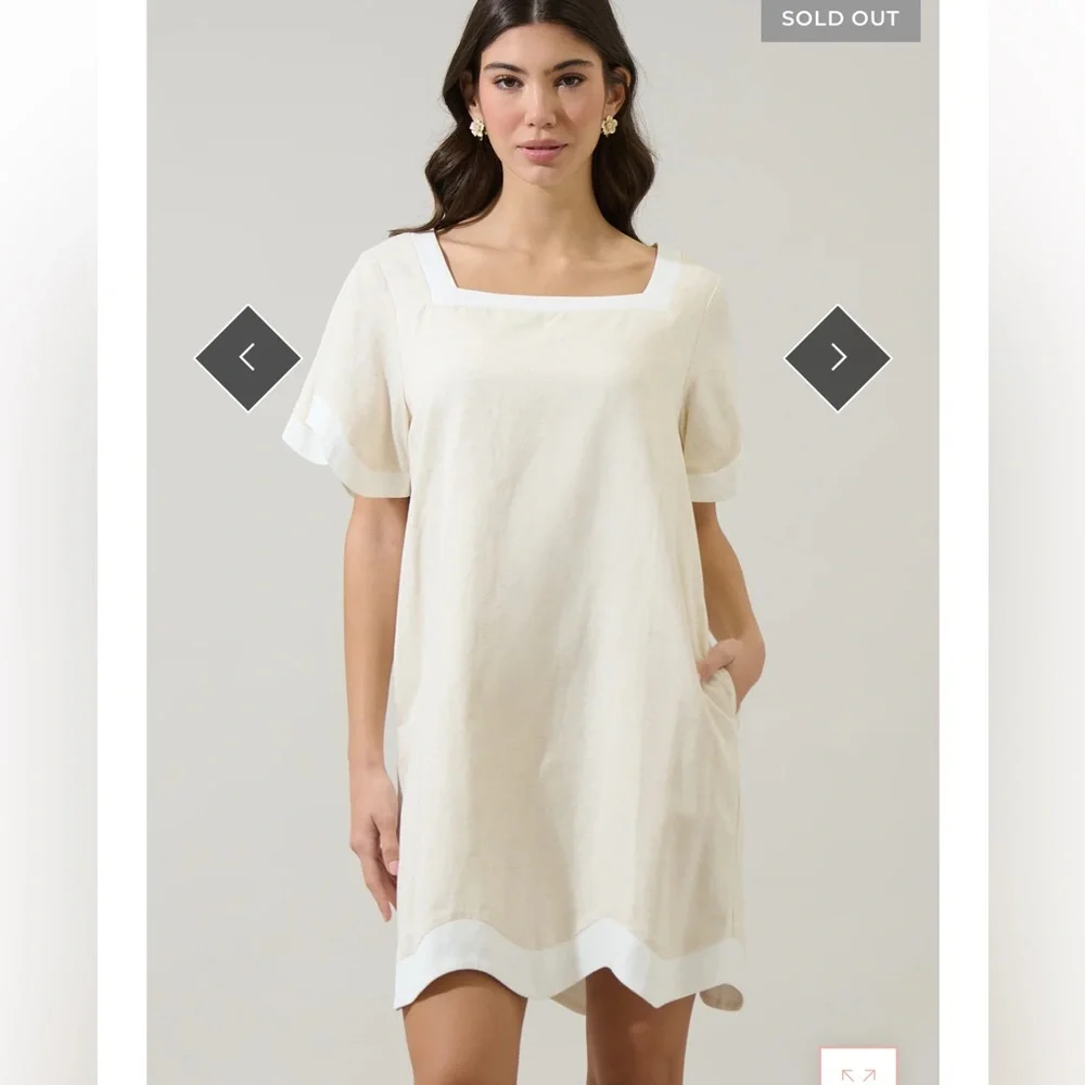 Sugarlips Gizelle Scallop Shift Mini Dress Sz XL In Natural NWT | Mini Dress - - Picture 2 of 11